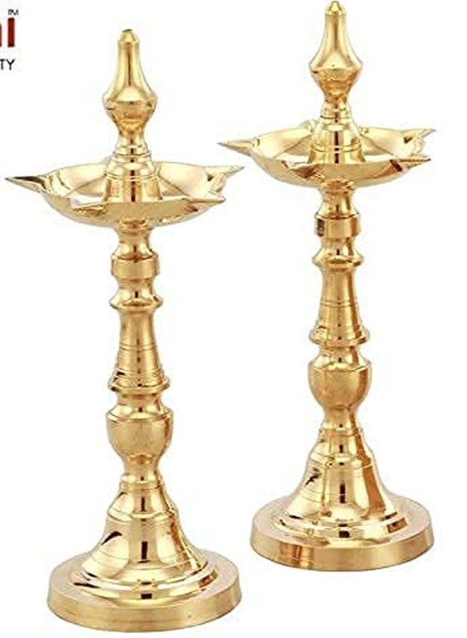 Brass Gallery معرض النحاس النحاسي ديوالي بوجا زيت ديا كاشي سامايي (ذهبي) (كاشي سامايي، الارتفاع 12 بوصة) - Image 2
